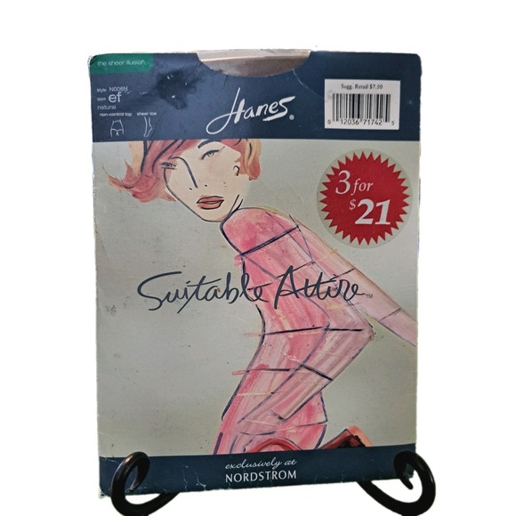 Hanes Other - Vintage Y2K ERA Hanes Suitable Attire Pantyhose EF Sheer Toe Non Control Top NOS